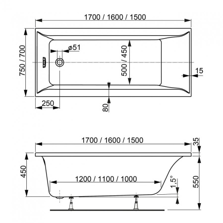 Акриловая ванна Vagnerplast Veronela (160x70) VPBA167VEA2X-04